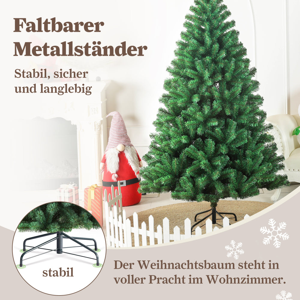 Künstlicher Weihnachtsbaum tannenbaum 210 cm mit 1.050 Zweigen – Realistische Optik, Langlebiges PVC-Material & Einfache Montage mit Metallständer