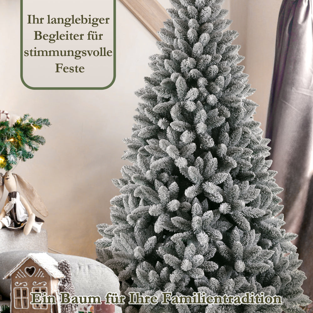 Künstlicher Weihnachtsbaum Tannenbaum mit 1381 Spitzen und 64 Zweige, Höhe 210 cm, 100% PVC Weihnachtsbaum mit Metallständer,realistisch dicht