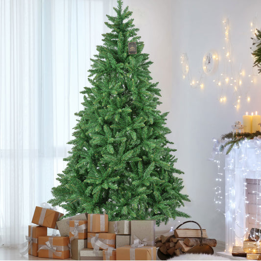 Künstlicher Weihnachtsbaum Tannenbaum PVC, 210cm, Metallständer, 1400 Spitzen mit Lichterkette und Handschuhe, Weihnachtsdeko für Haus und Garten