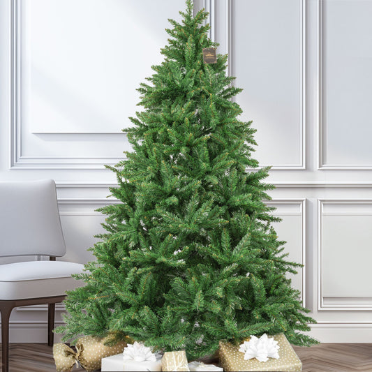 Künstlicher Weihnachtsbaum Tannenbaum PVC, 180cm, Metallständer, 1097 Spitzen mit Lichterkette und Handschuhe, Weihnachtsdeko für Haus und Garten