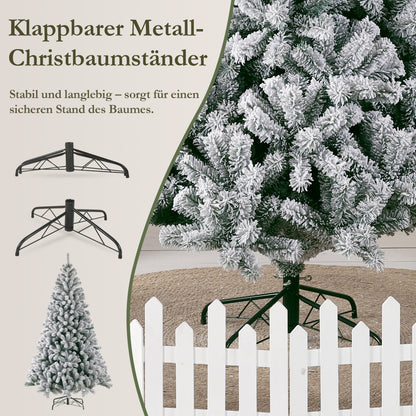 Künstlicher Weihnachtsbaum Tannenbaum, Schneebaum mit 1006 Spitzen 46 Zweige, 180 cm, 100% PVC Weihnachtsbaum mit Metallständer, realistisch dicht
