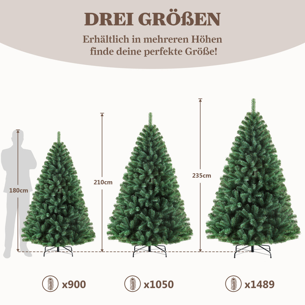 Künstlicher Weihnachtsbaum Tannenbaum mit beleuchtung, 180cm, 46 Zweige, 900 Spitzen und 180 Warm-Weißen LED, 100% PVC Zweige, schwer entflammbar, leicht montierbar, naturgetreu