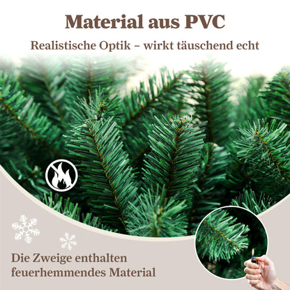 Künstlicher Weihnachtsbaum Tannenbaum mit beleuchtung, 180cm, 46 Zweige, 900 Spitzen und 180 Warm-Weißen LED, 100% PVC Zweige, schwer entflammbar, leicht montierbar, naturgetreu
