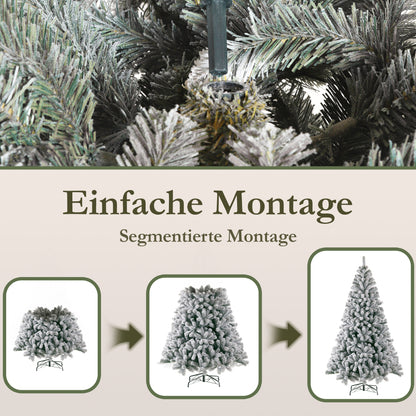 Künstlicher Weihnachtsbaum Tannenbaum, Schneebaum mit 1298 Spitzen 58 Zweige, 210 cm, 100% PVC Weihnachtsbaum mit Metallständer,realistisch dicht