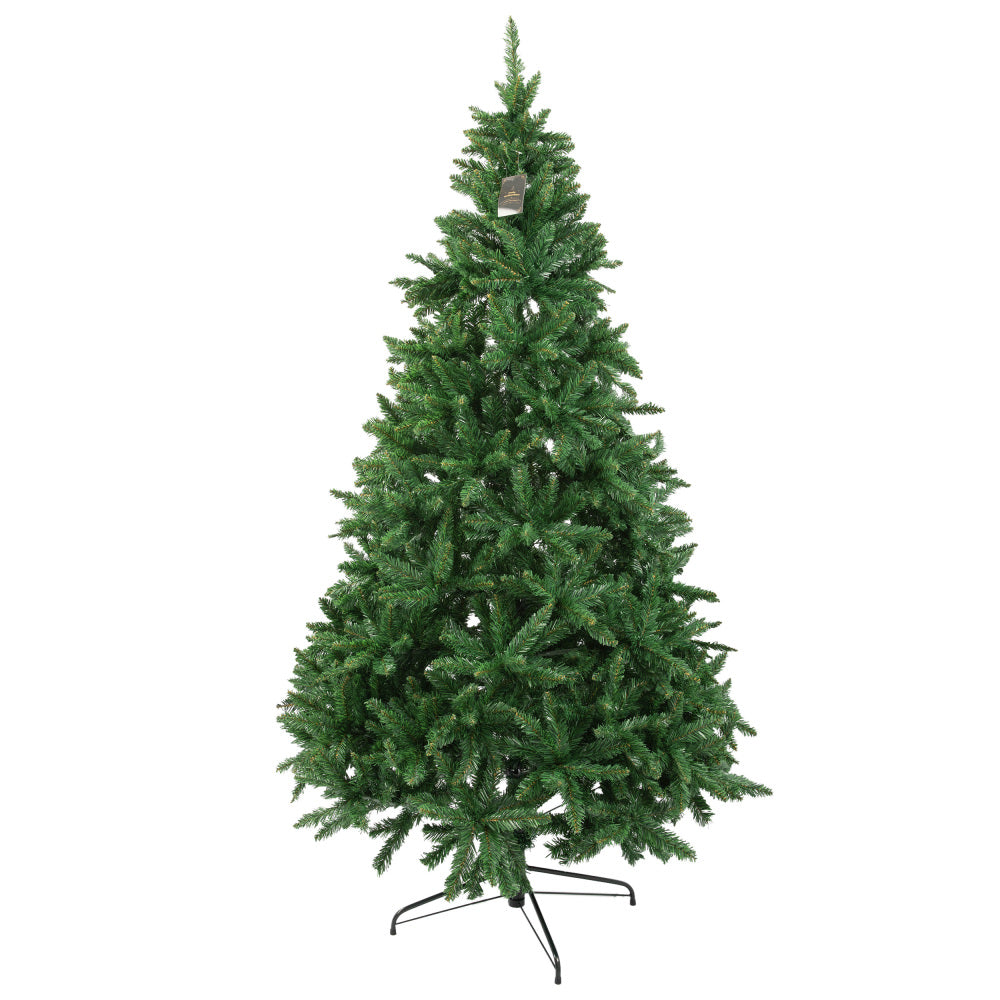 Künstlicher Weihnachtsbaum Tannenbaum PVC, 210cm, Metallständer, 1400 Spitzen mit Lichterkette und Handschuhe, Weihnachtsdeko für Haus und Garten