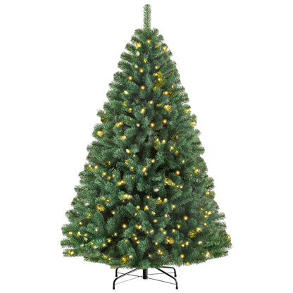 Künstlicher Weihnachtsbaum Tannenbaum mit beleuchtung, 180cm, 46 Zweige, 900 Spitzen und 180 Warm-Weißen LED, 100% PVC Zweige, schwer entflammbar, leicht montierbar, naturgetreu
