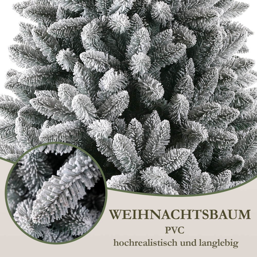 Künstlicher Weihnachtsbaum Tannenbaum mit 989 Spitzen und 46 Zweige, Höhe 180 cm, 100% PVC Weihnachtsbaum mit Metallständer,realistisch dicht