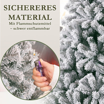 Künstlicher Weihnachtsbaum Tannenbaum, Schneebaum mit 1298 Spitzen 58 Zweige, 210 cm, 100% PVC Weihnachtsbaum mit Metallständer,realistisch dicht